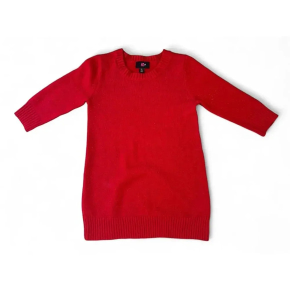 IZ Girls Sweater Dresses Red Gray Long Sleeve Knit Size Large 14 - Picture 2 of 11